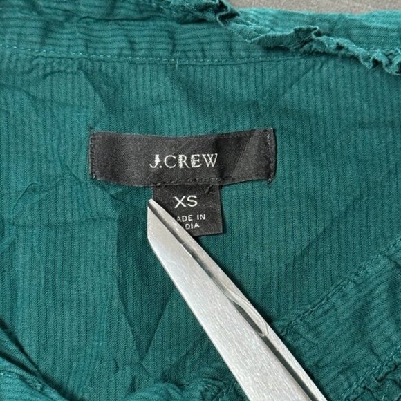 J. Crew Dark Spruce Ruffle Sleeve Embroidered Eyelet Blouse AR971 - Picture 4 of 14